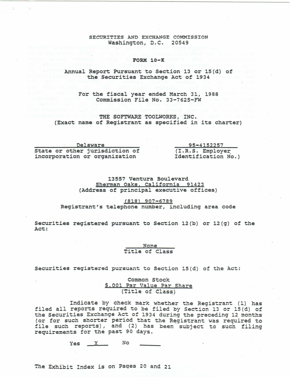 Washington, D.C. 20549 FORM 10-K Annual Report Pursuant to Section 13 Or 15(D) of the Securities Exchange Act of 1934 for the Fi