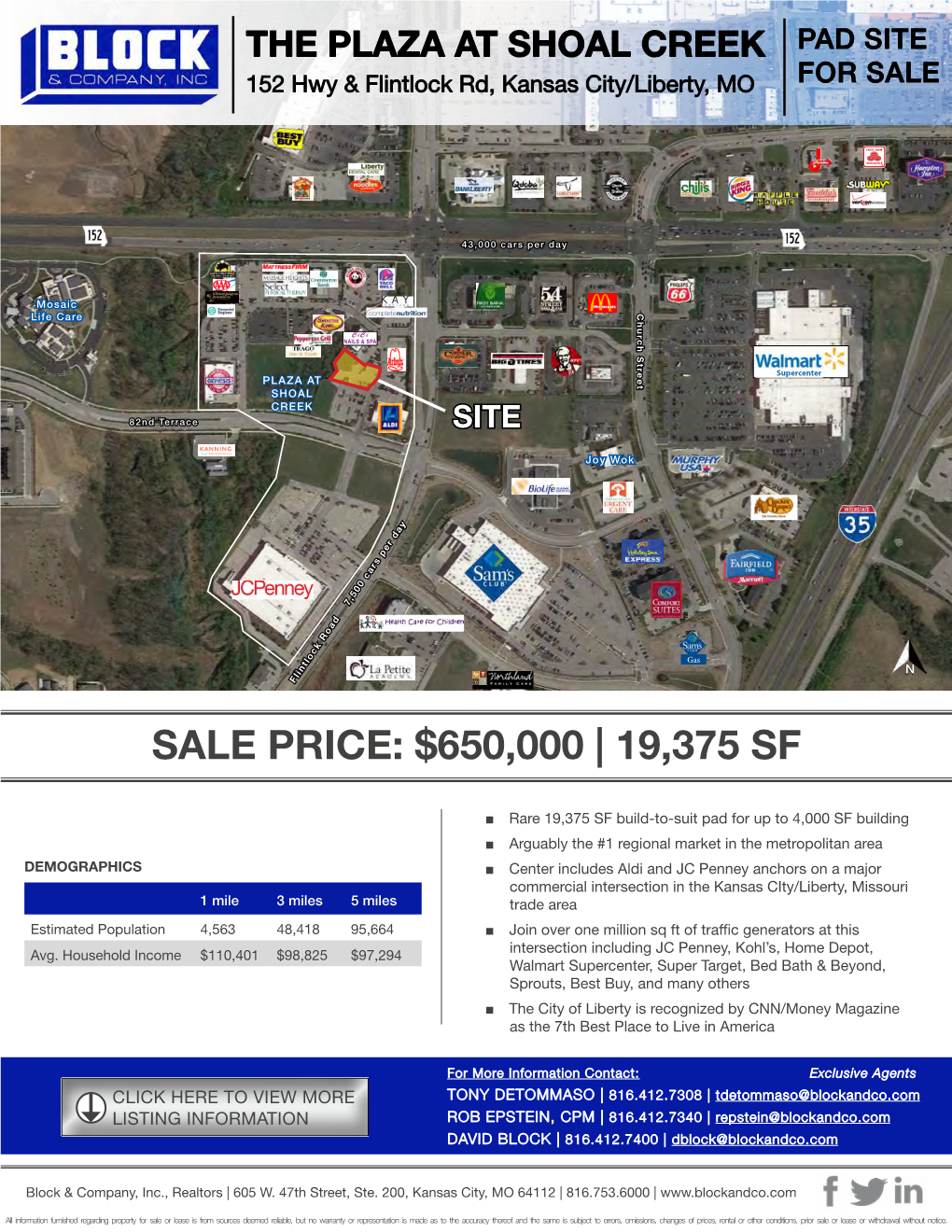 PLAZA at SHOAL CREEK PAD SITE for SALE 152 Hwy & Flintlock Rd, Kansas City/Liberty, MO