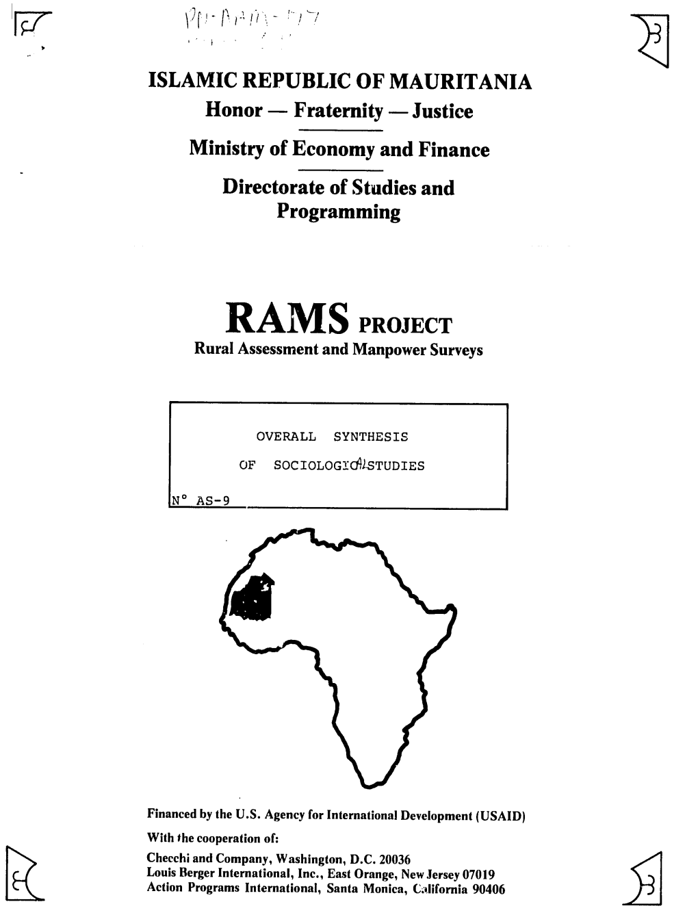 RAMS PROJECT Rural Assessment and Manpower Surveys