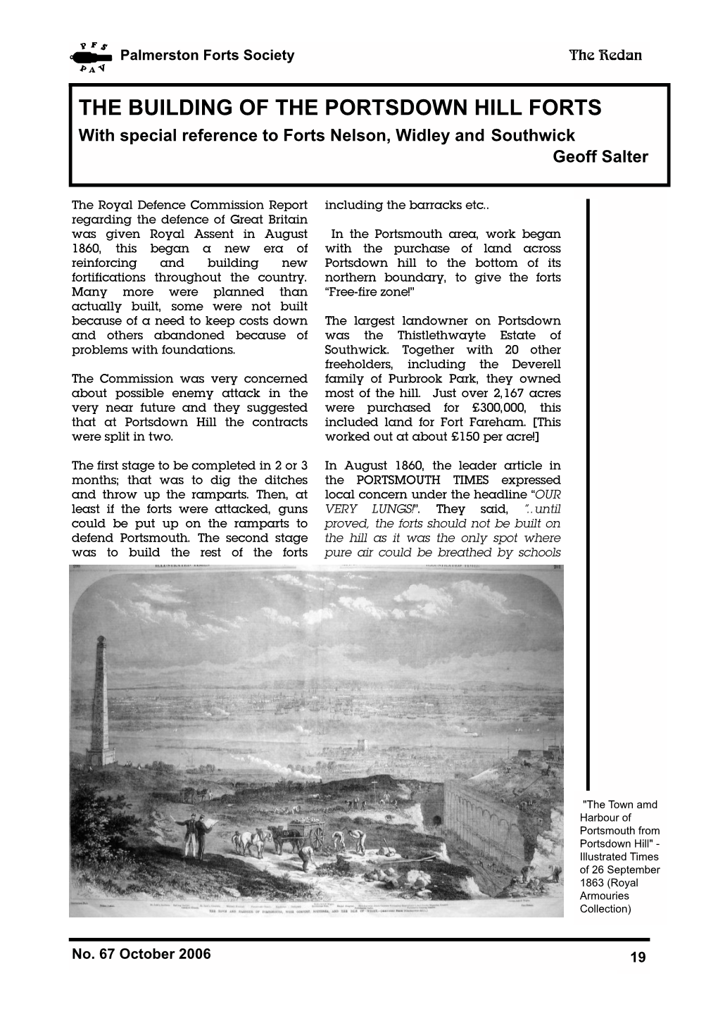 THE BUILDING of the PORTSDOWN HILL FORTS with Special Reference to Forts Nelson, Widley and Southwick Geoff Salter