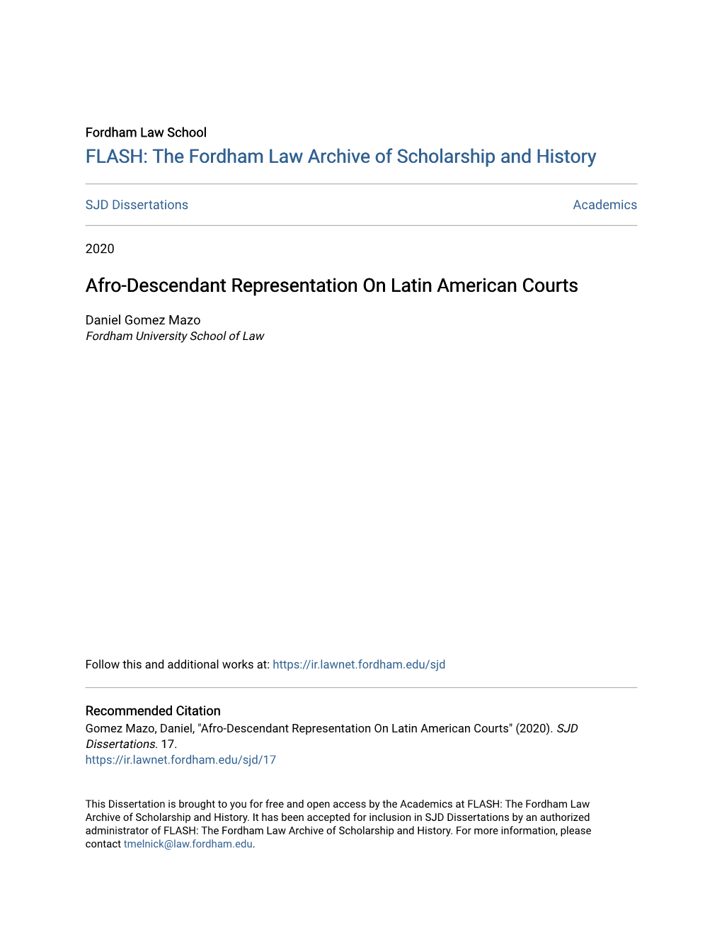 Afro-Descendant Representation on Latin American Courts