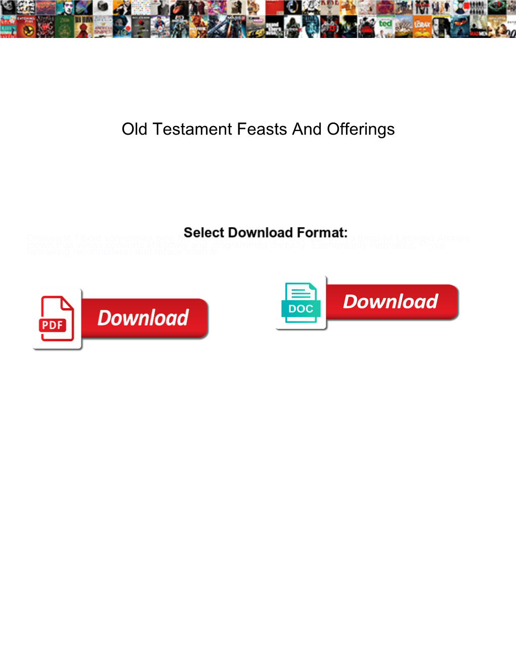 Old Testament Feasts and Offerings