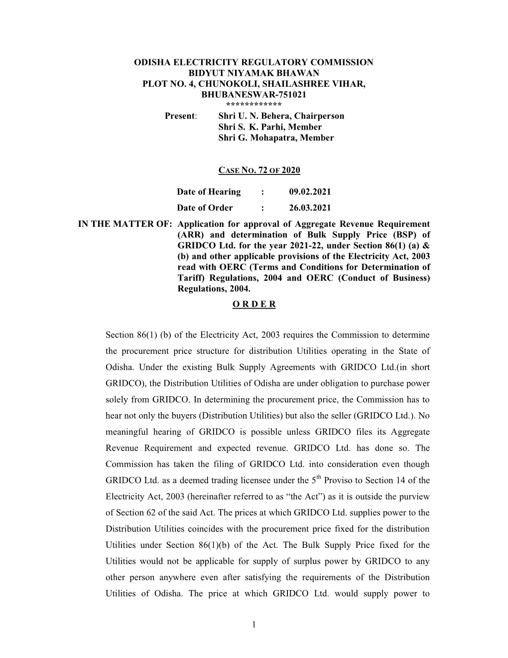 1 Odisha Electricity Regulatory Commission