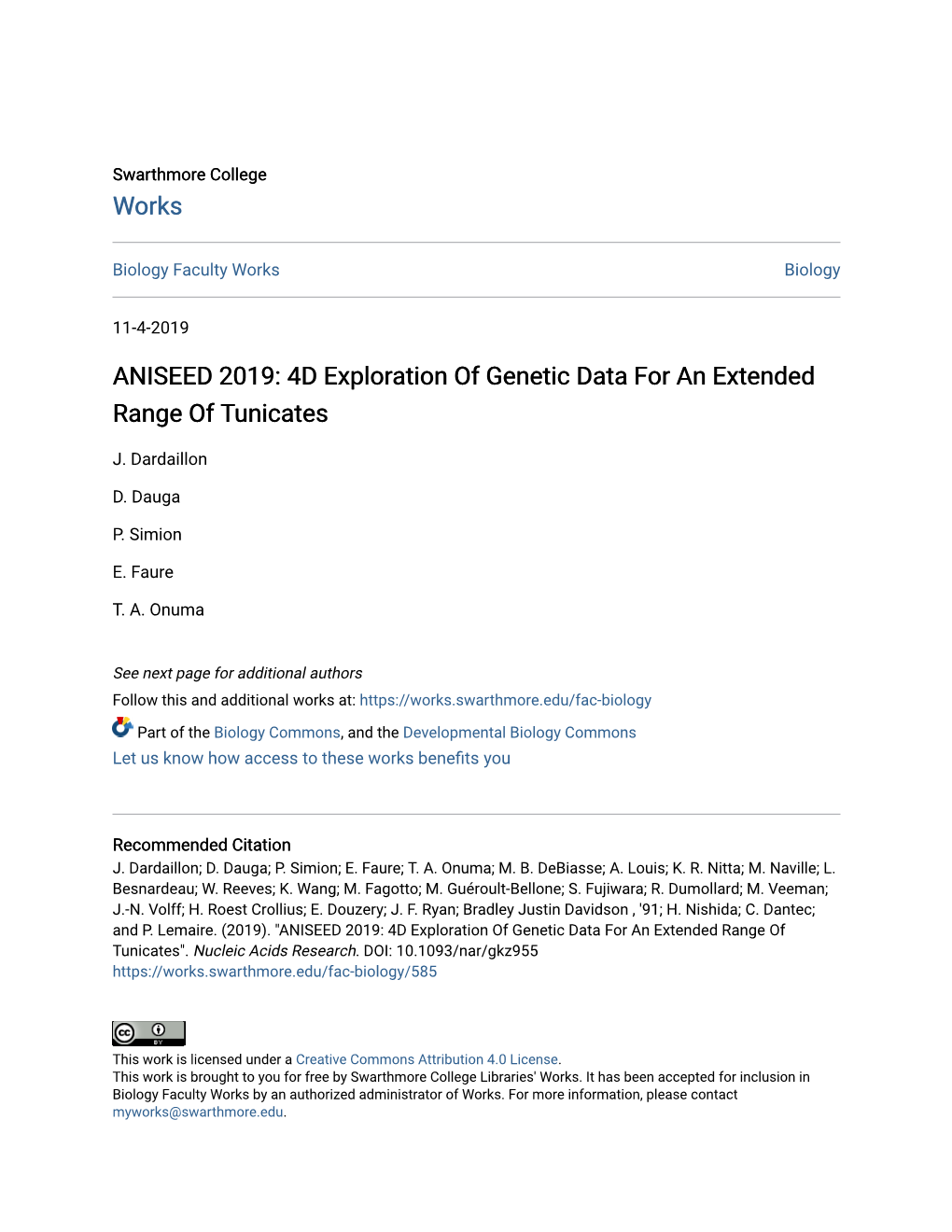 4D Exploration of Genetic Data for an Extended Range of Tunicates