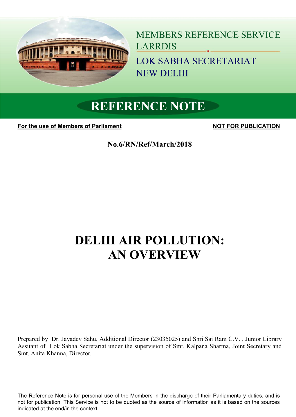 Delhi Air Pollution: an Overview