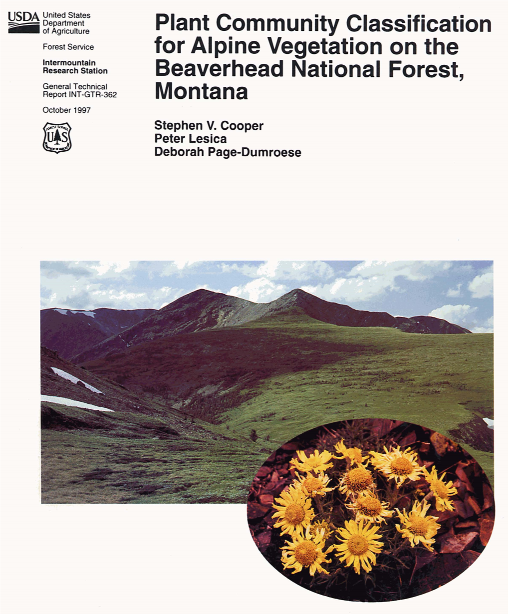 Plant Community Classification for Alpine Vegetation on the Beaverhead National Forest, Montana