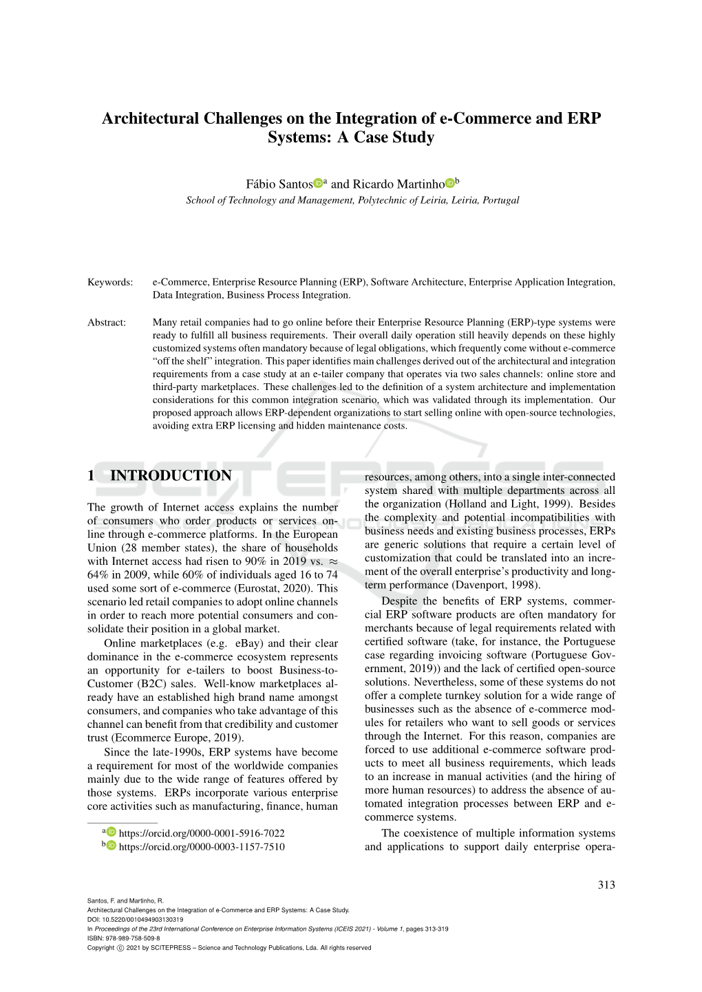 Architectural Challenges on the Integration of E-Commerce and ERP Systems: a Case Study