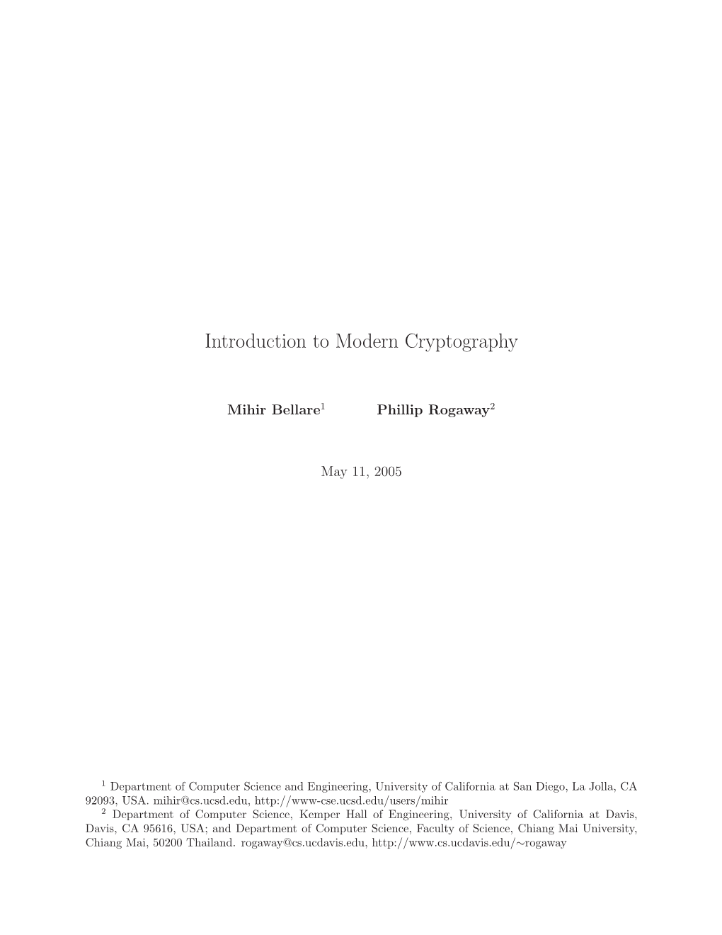 Introduction to Modern Cryptography