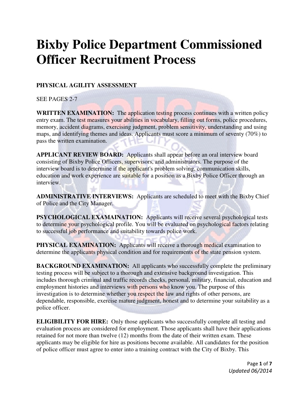 Commissioned Officer Testing Process Recruitment