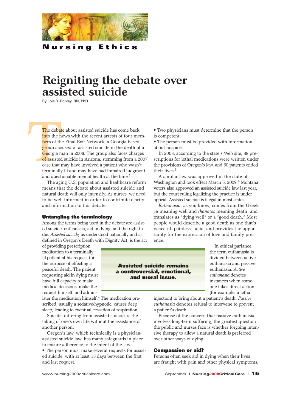 Reigniting the Debate Over Assisted Suicide by Lois R