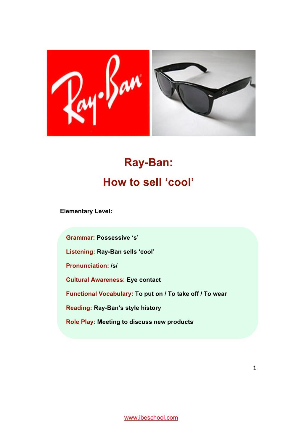 Ray-Ban: How to Sell 'Cool'