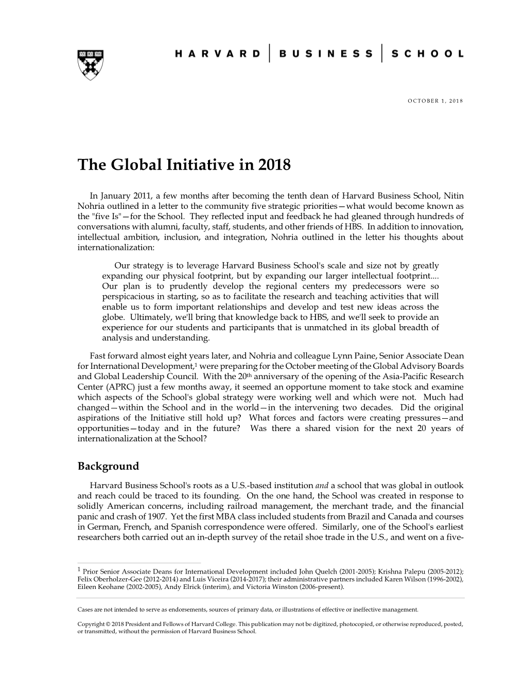 The Global Initiative in 2018
