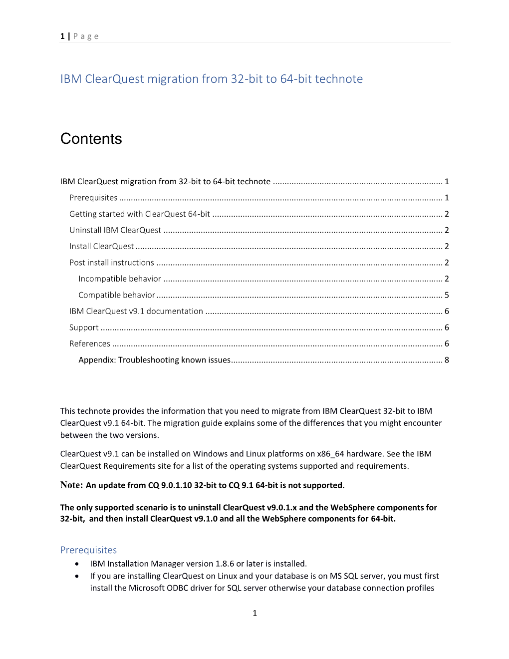 IBM Clearquest Migration from 32-Bit to 64-Bit Technote