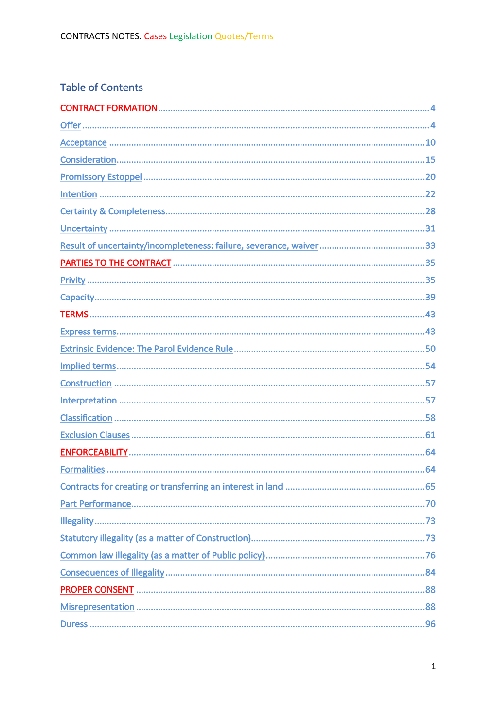 Table of Contents