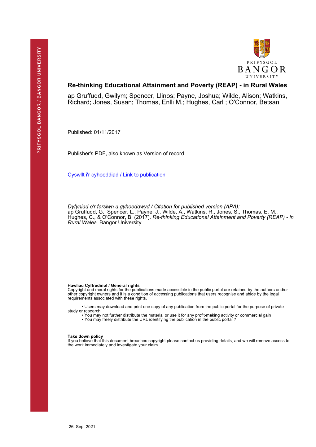 Rethinking Educational Attainment and Poverty – in Rural Wales Final