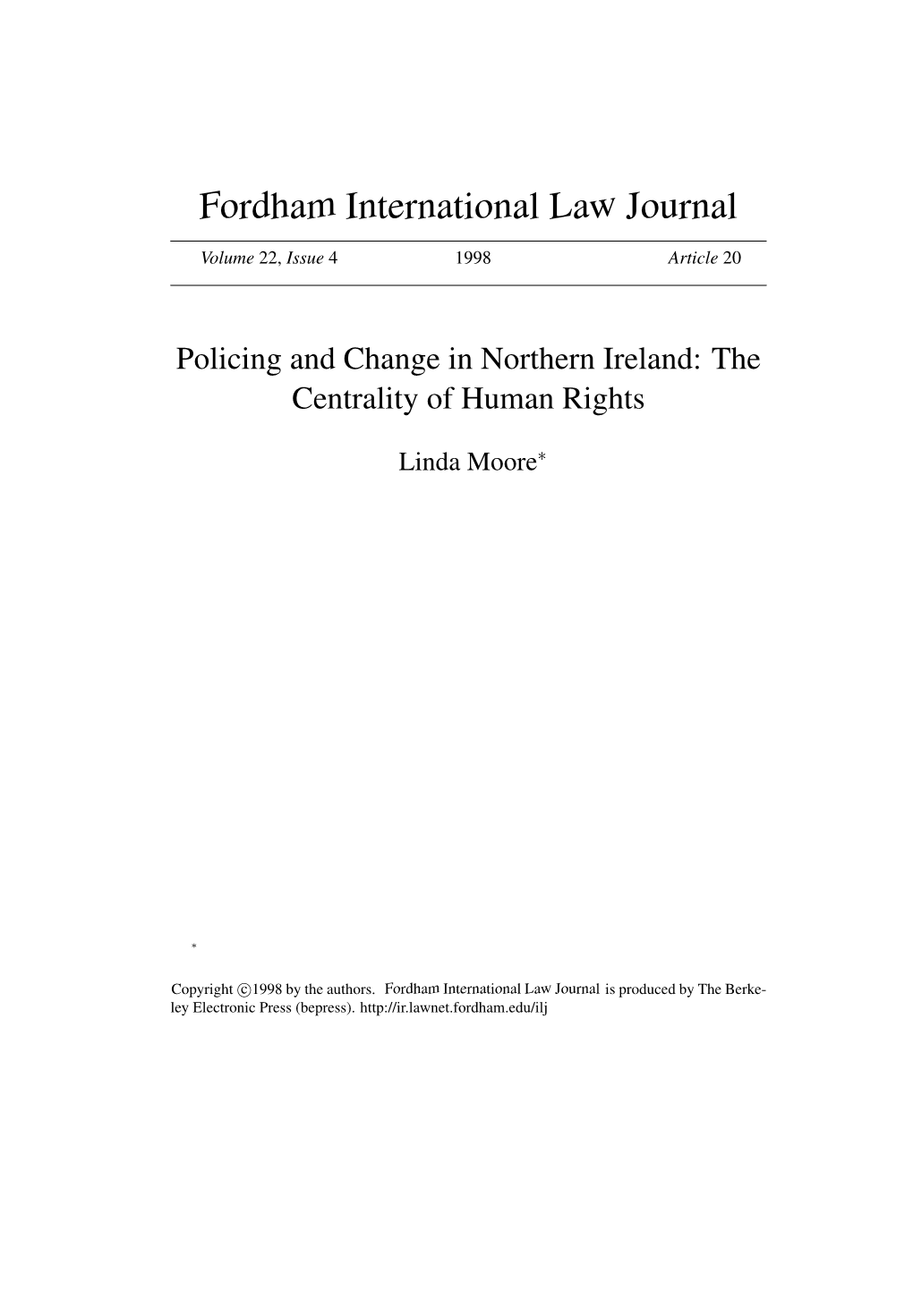 Policing and Change in Northern Ireland: the Centrality of Human Rights