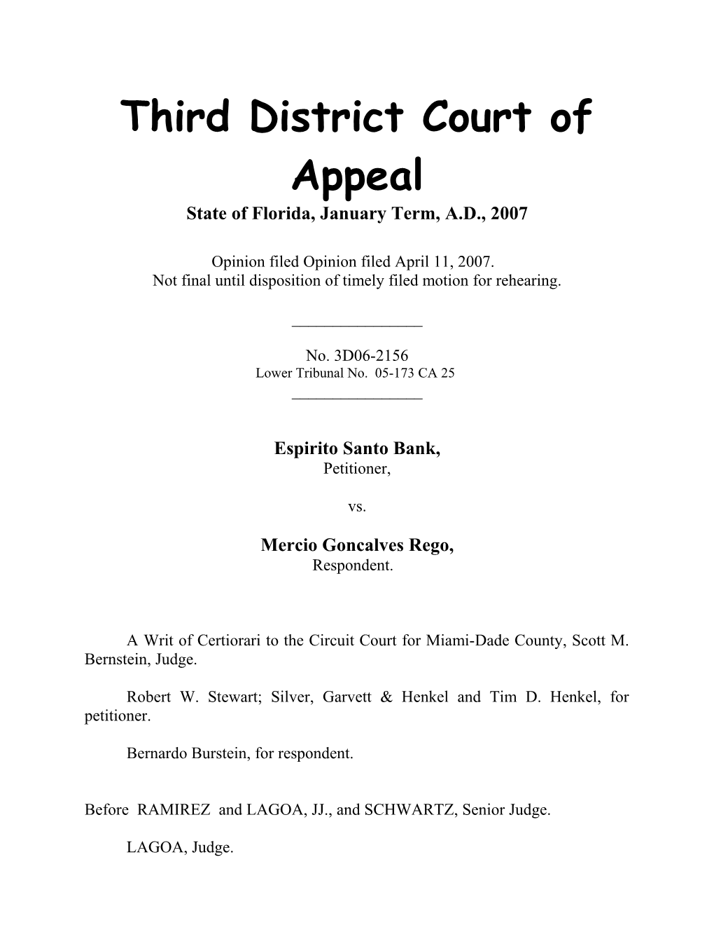 Third District Court Of Appeal