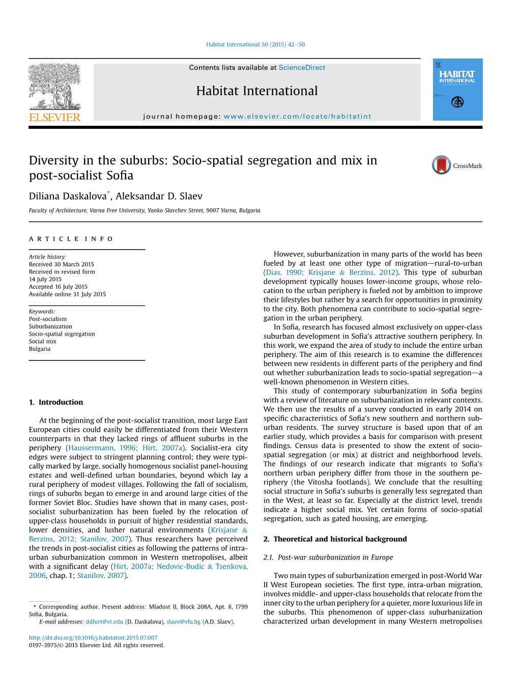 Socio-Spatial Segregation and Mix in Post-Socialist Sofia