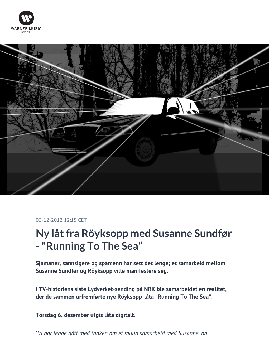 Ny Låt Fra Röyksopp Med Susanne Sundfør - "Running to the Sea”