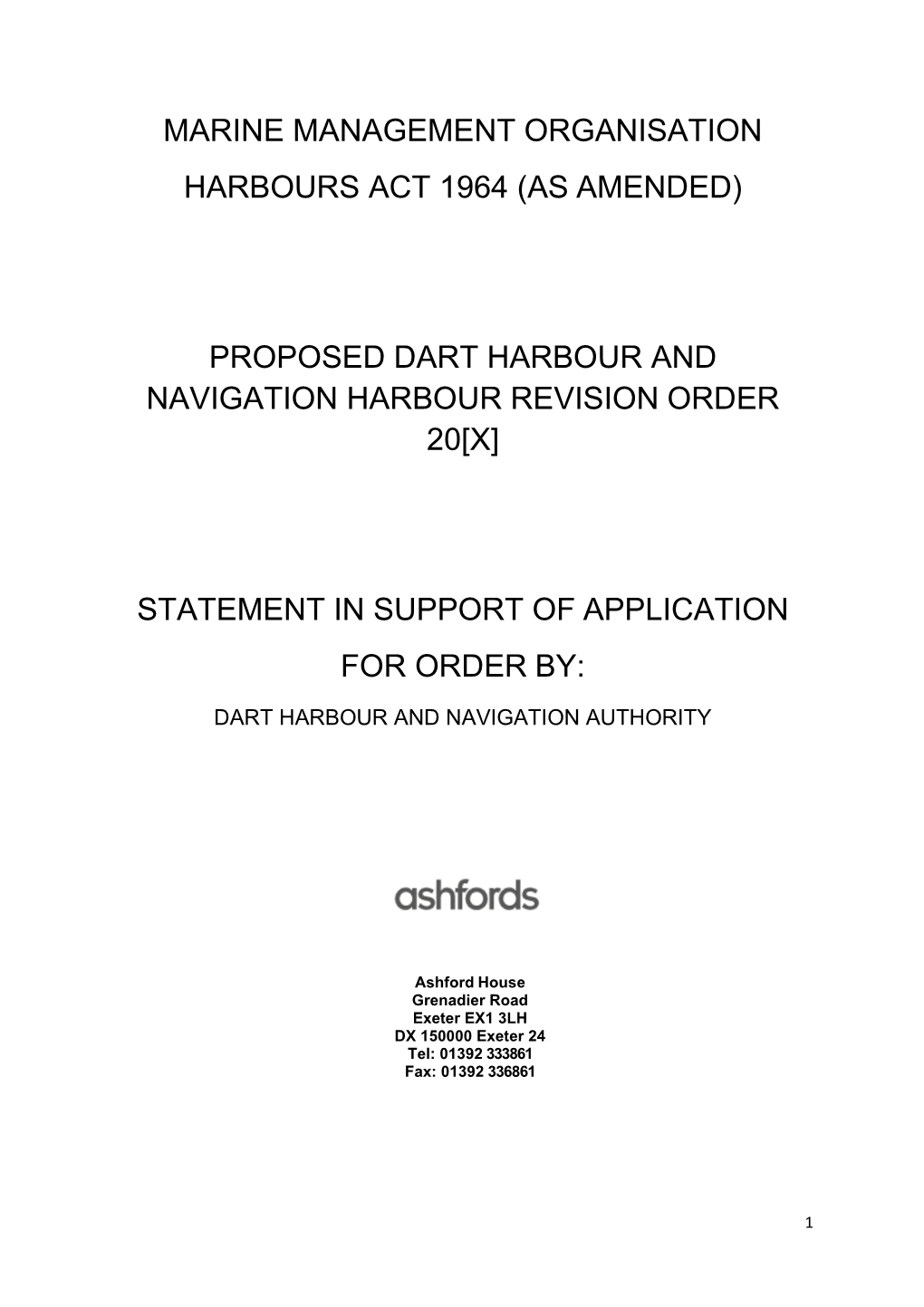 Dart Harbour and Navigation Harbour Revision Order 20[X]