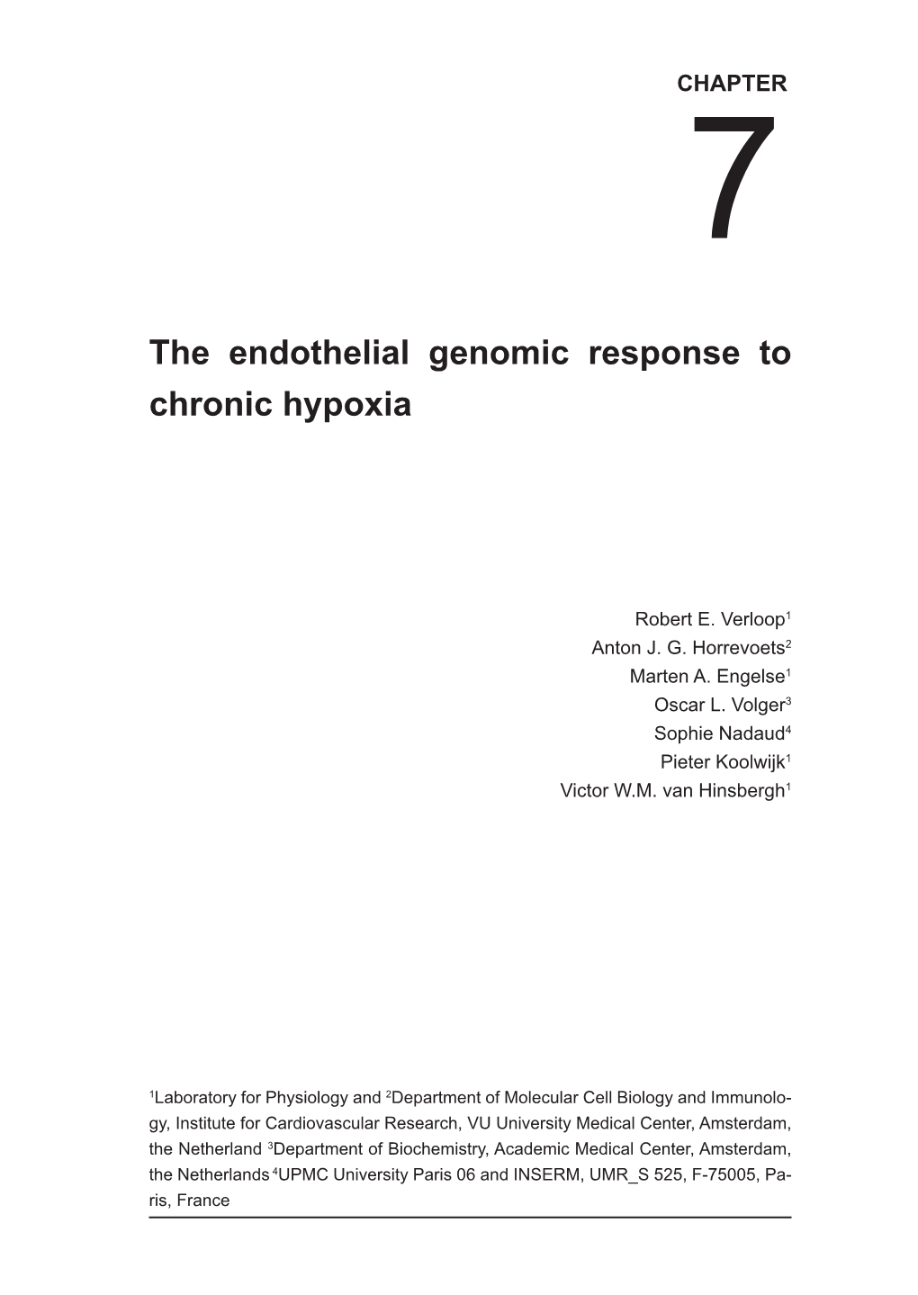 The Endothelial Genomic Response to Chronic Hypoxia