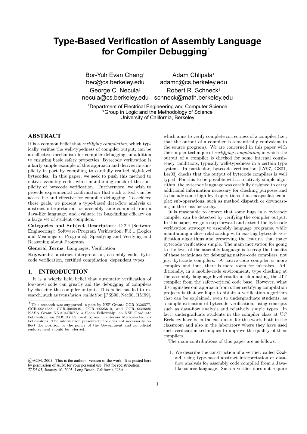 Type-Based Verification of Assembly