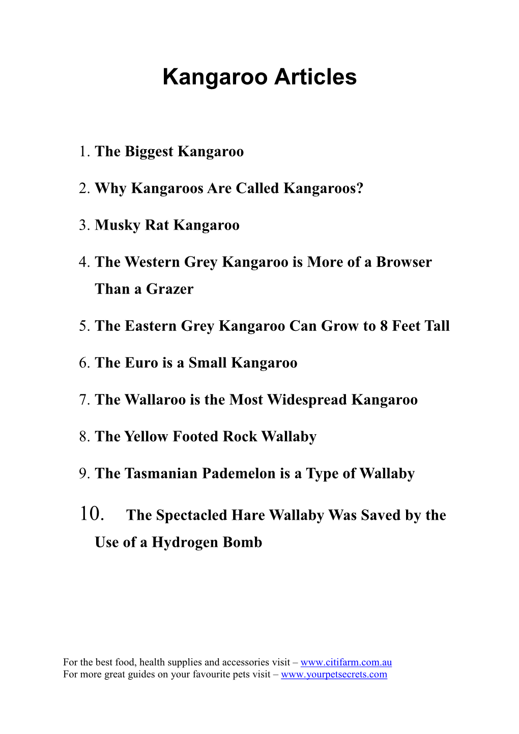 Kangaroo Articles