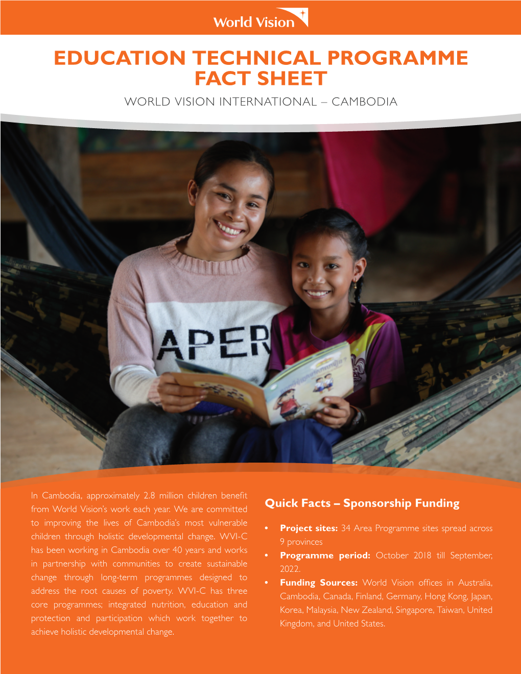 Education Technical Programme Fact Sheet World Vision International – Cambodia