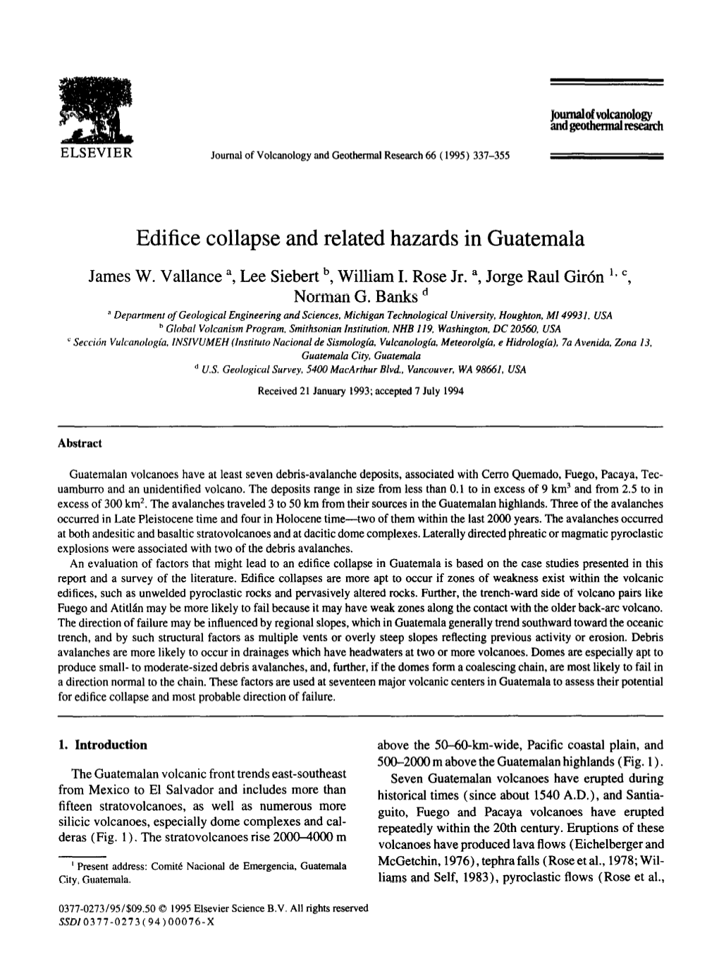 Edifice Collapse and Related Hazards in Guatemala