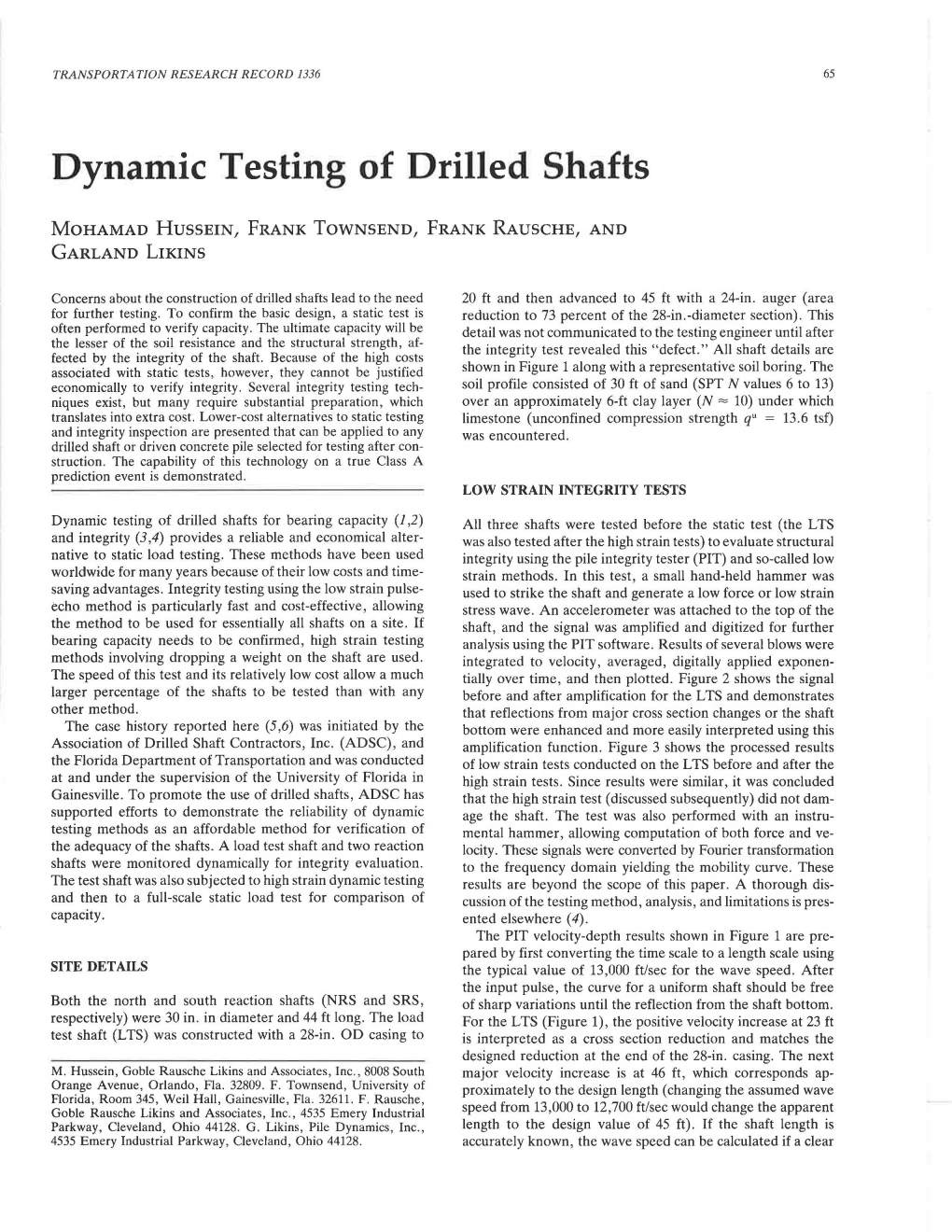 Dynamic Testing of Drilled Shafts