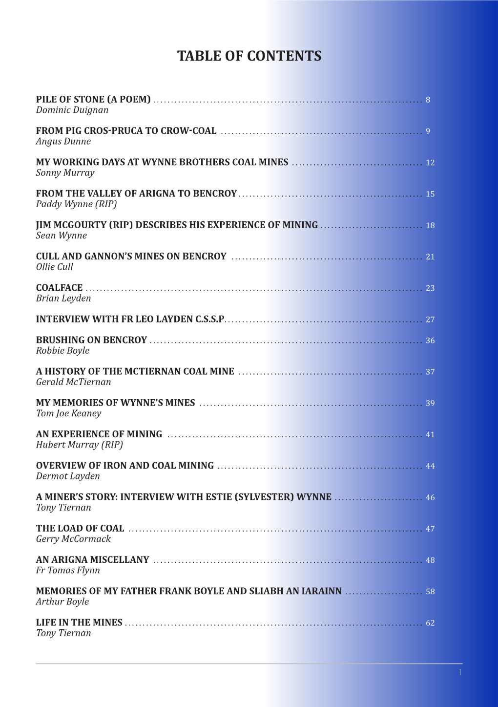 Table of Contents Table of Contents