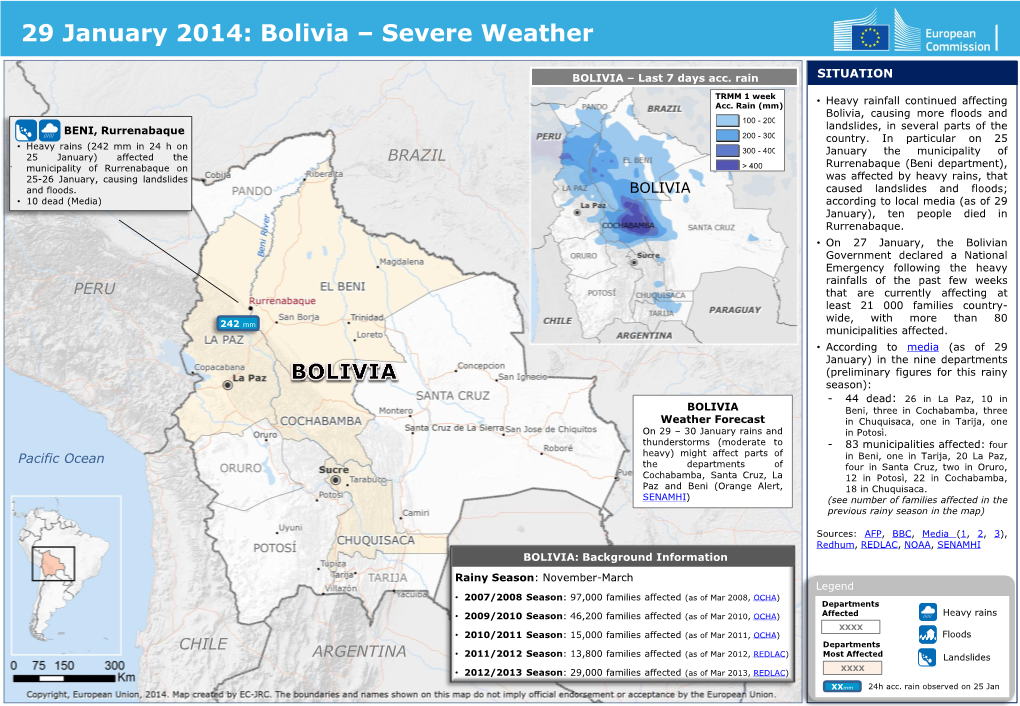 29 January 2014: Bolivia – Severe Weather