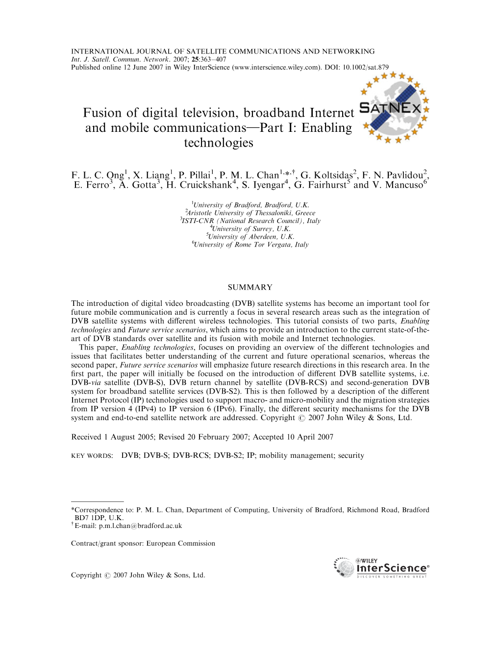 Fusion of Digital Television, Broadband Internet and Mobile Communications}Part I: Enabling Technologies