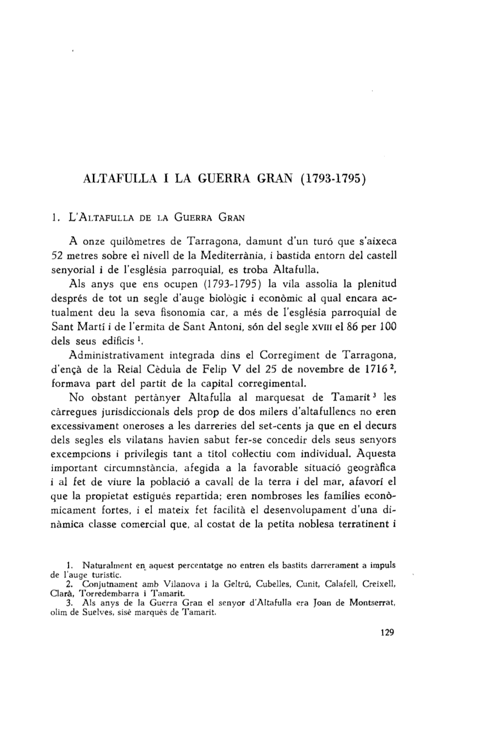 Altafulla 1 La Guerra Gran (1793-1795)