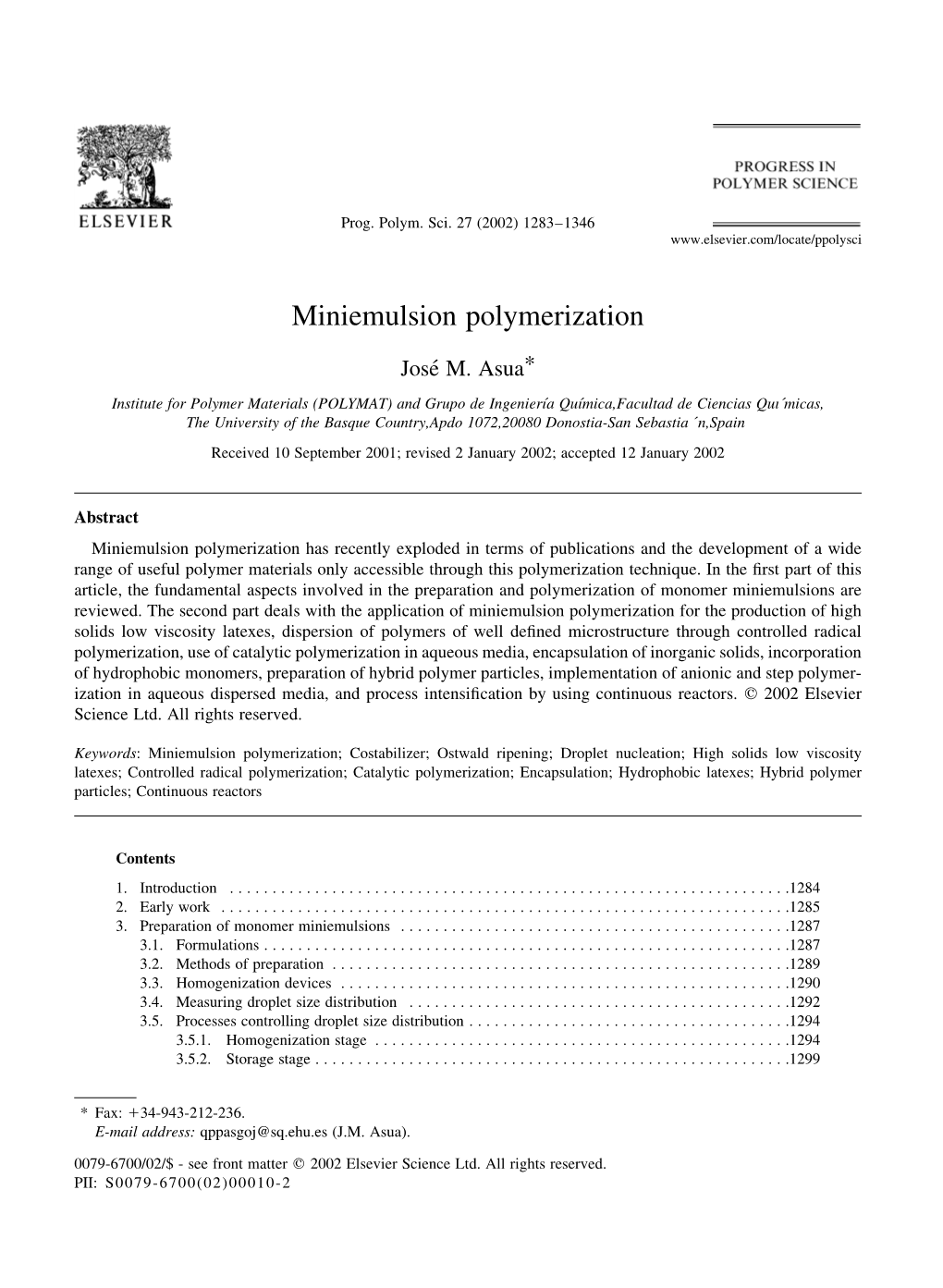 Miniemulsion Polymerization