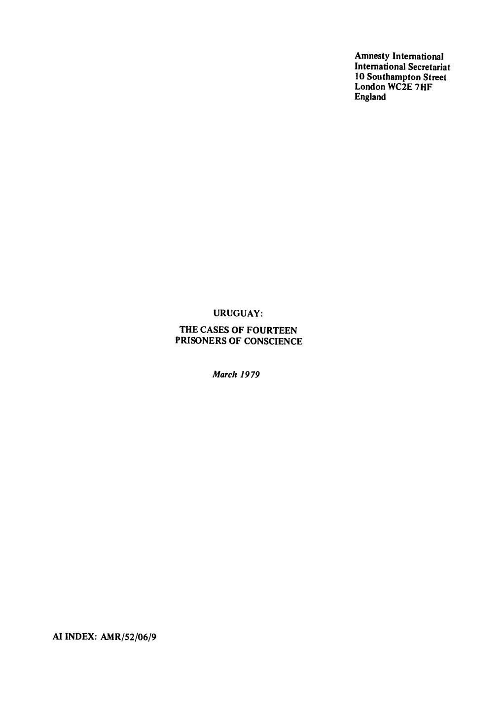 Al INDEX: AMR/52/06/9 Amnesty International International