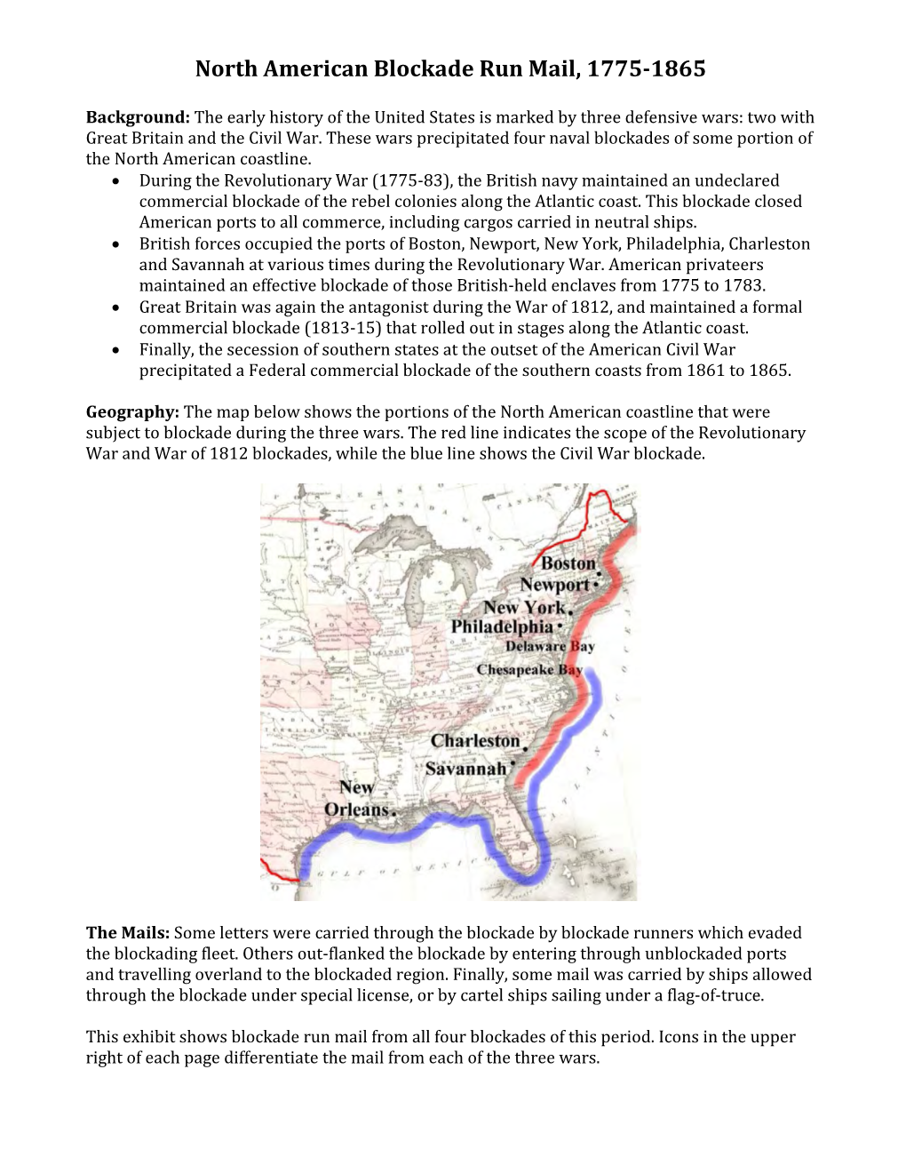 North American Blockade Run Mail, 1775-1865