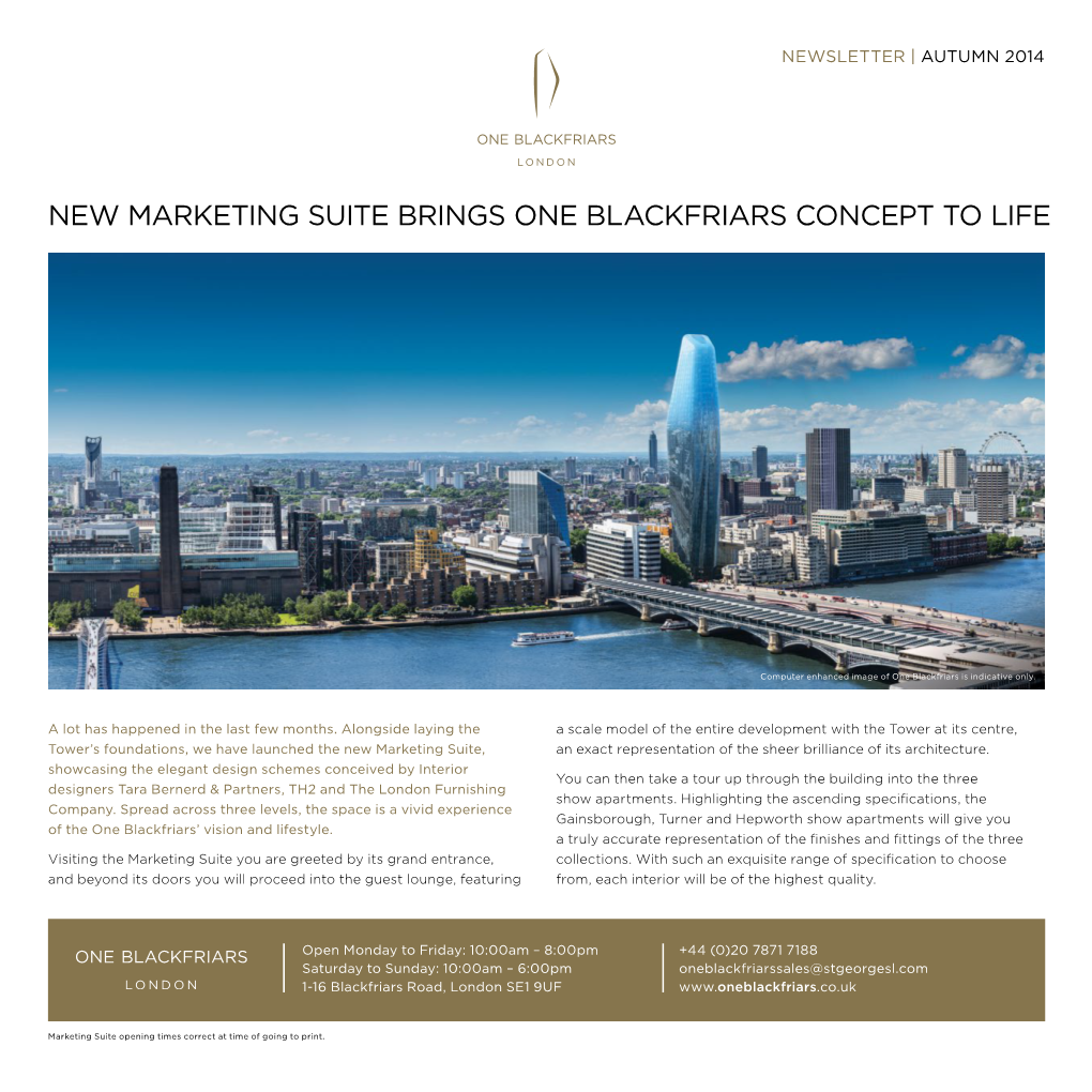 New Marketing Suite Brings One Blackfriars Concept to Life