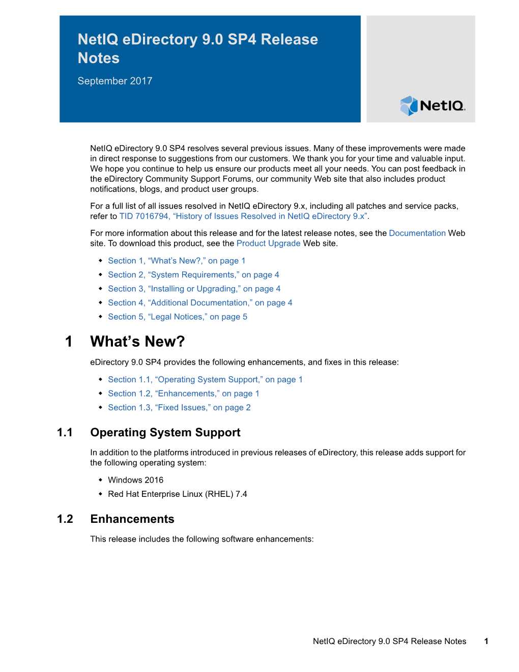 Netiq Edirectory 9.0 SP4 Release Notes September 2017
