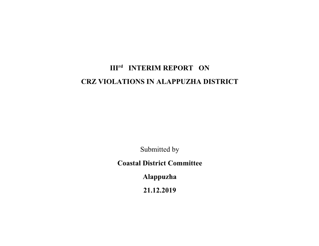 Iiird INTERIM REPORT on CRZ VIOLATIONS in ALAPPUZHA DISTRICT