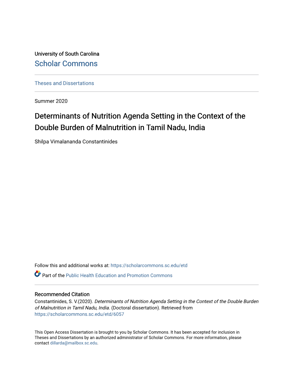 Determinants of Nutrition Agenda Setting in the Context of the Double Burden of Malnutrition in Tamil Nadu, India