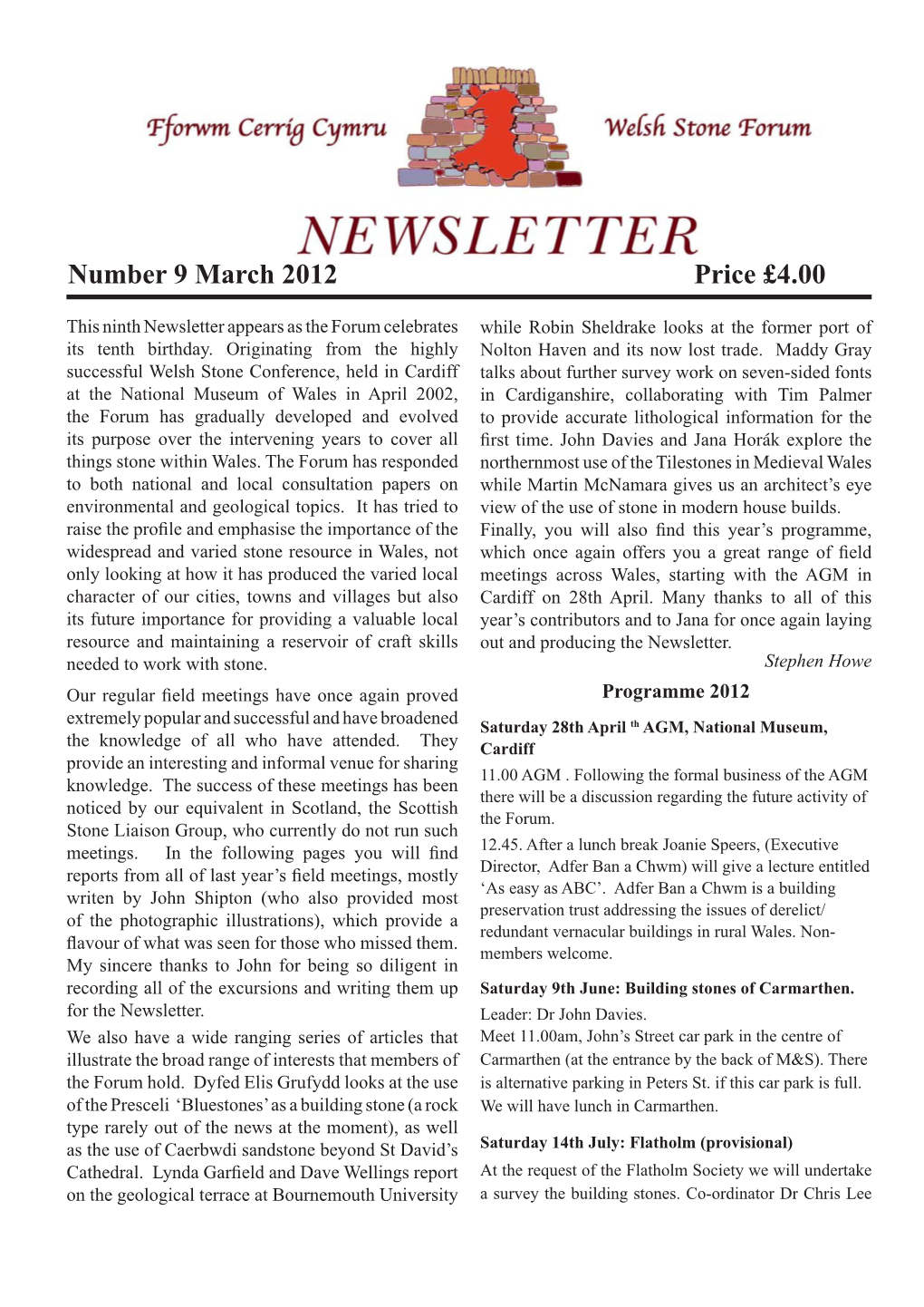 Newsletter 9: March 2012