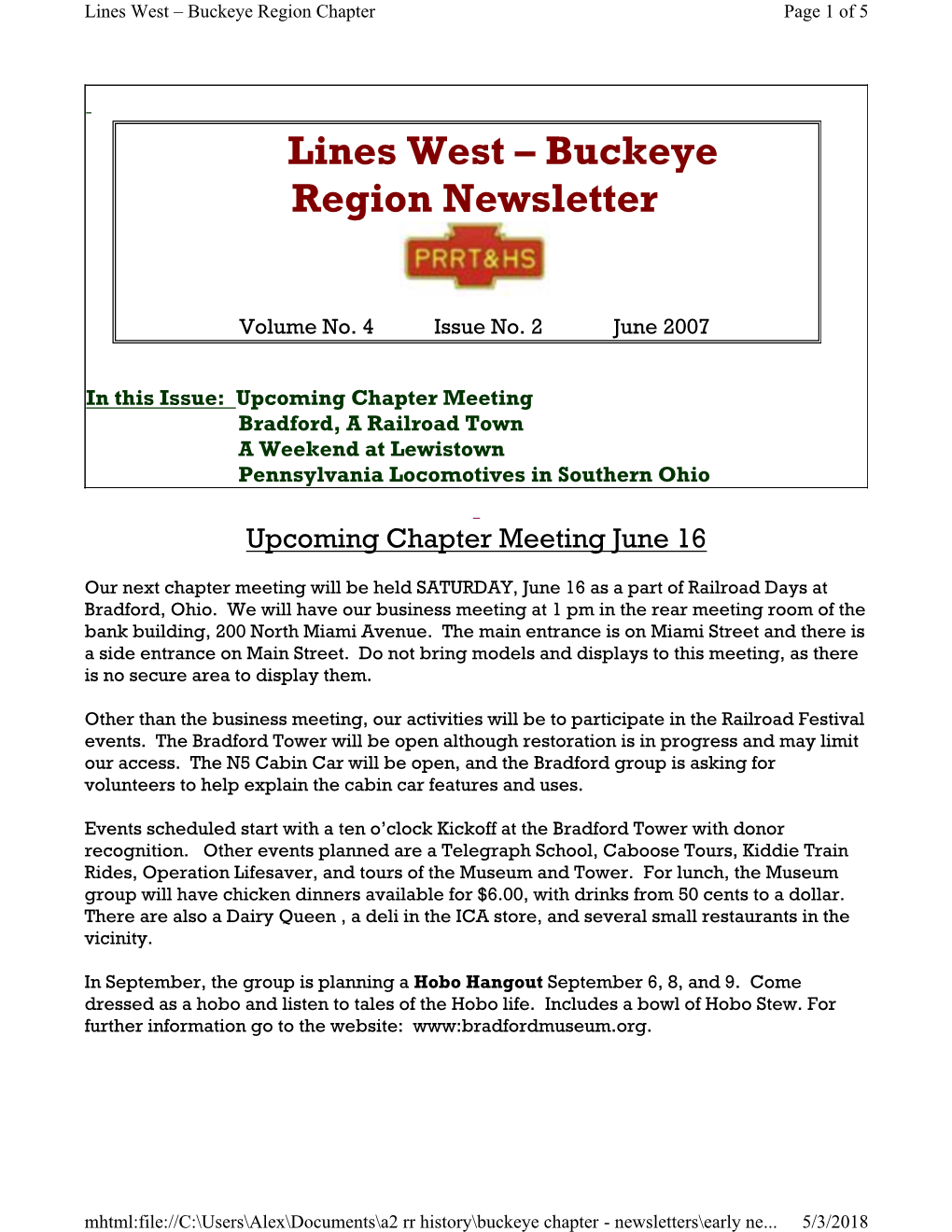 Lines West Newsletter