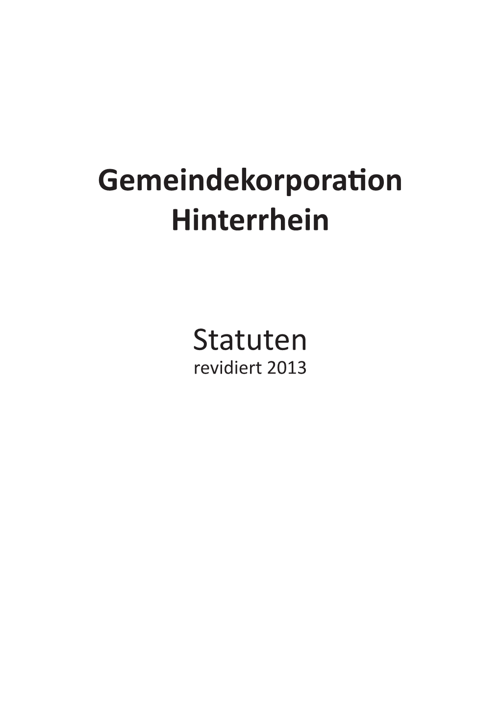 Statuten Gemeindekorporation Hinterrhein