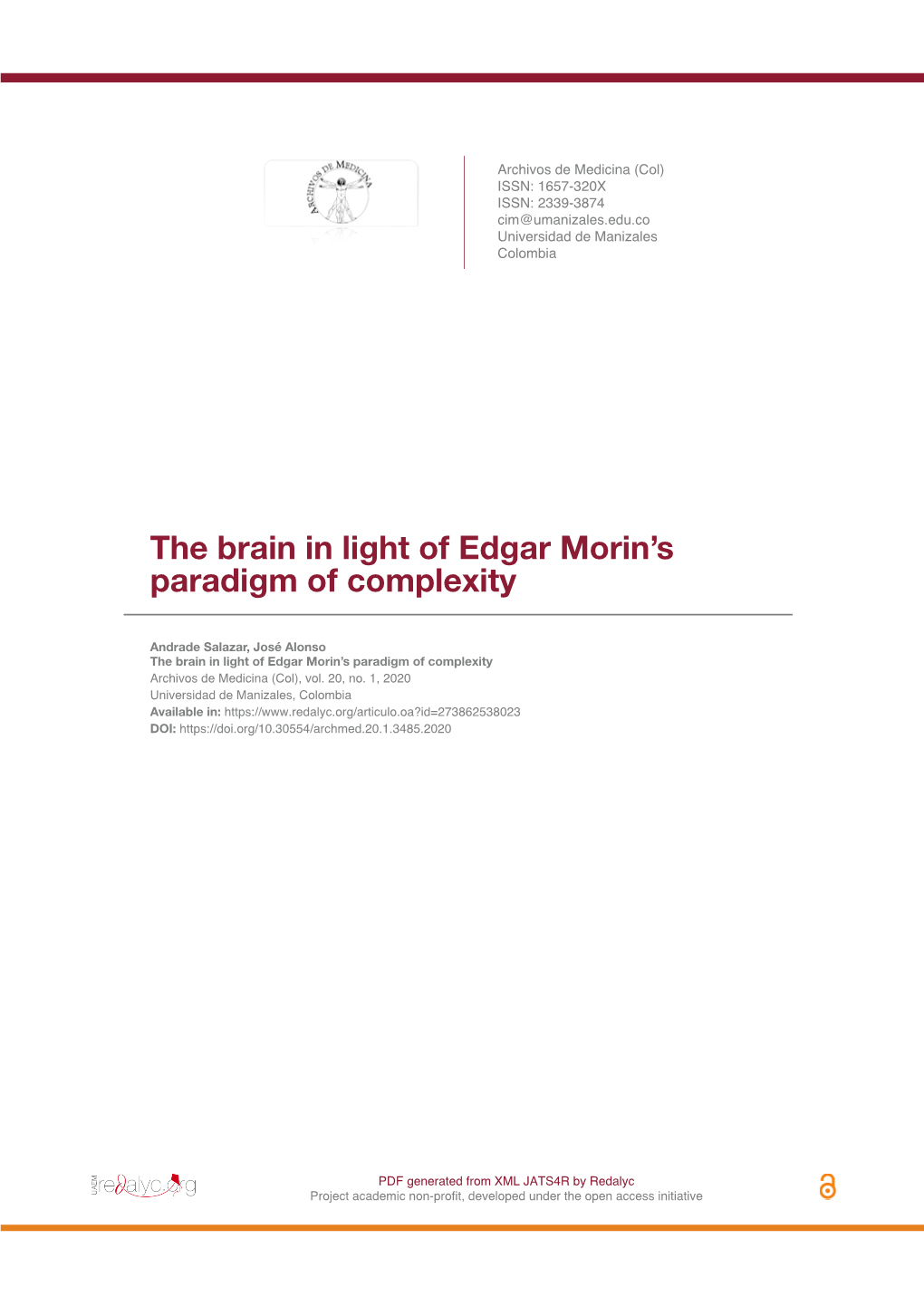 The Brain in Light of Edgar Morin's Paradigm of Complexity