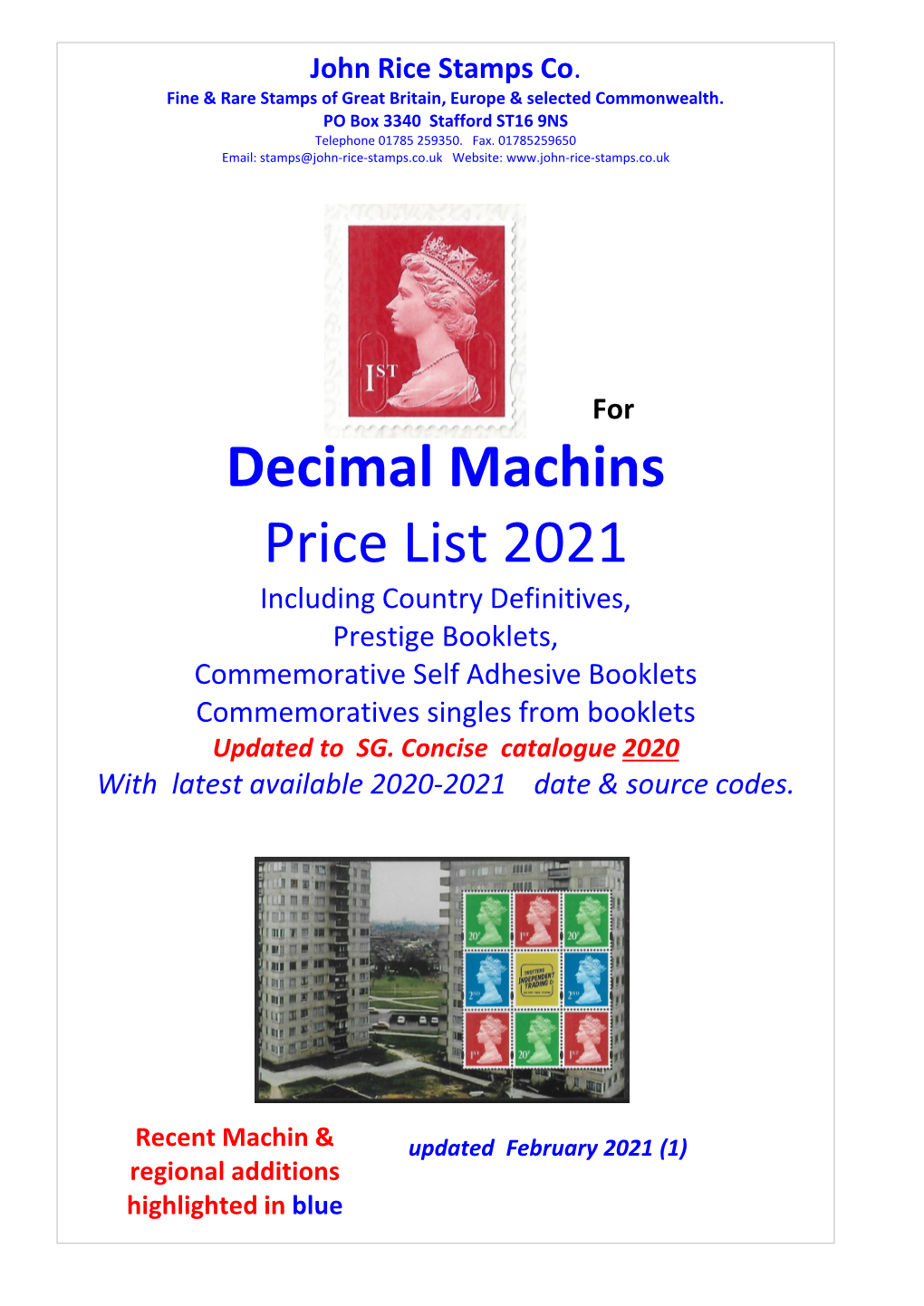 Decimal Machins Price List 2021