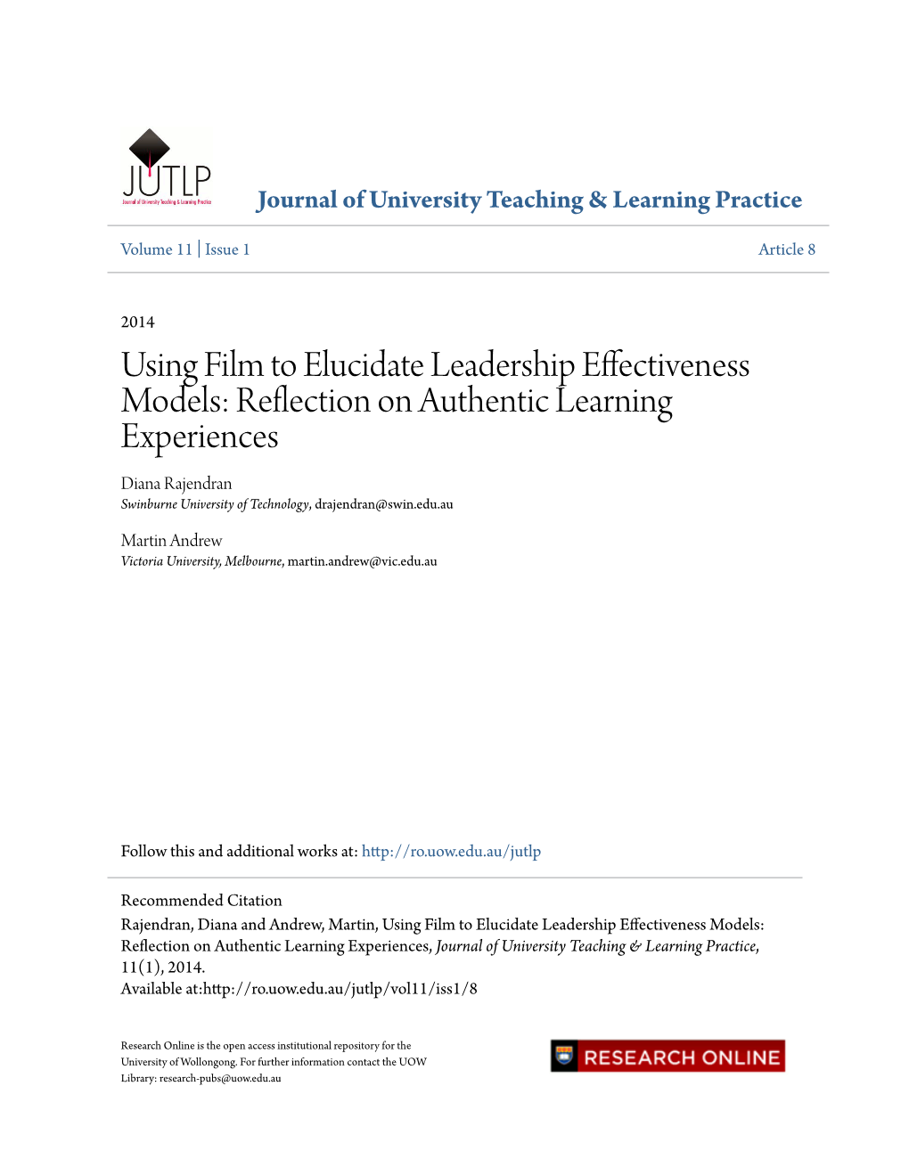 Using Film to Elucidate Leadership Effectiveness Models