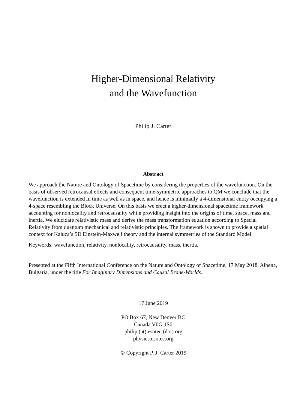 Higher-Dimensional Relativity and the Wavefunction