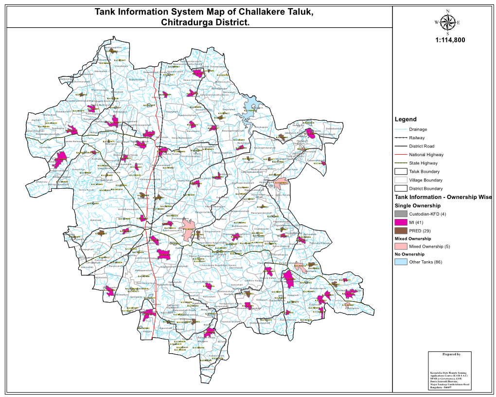 Tank Information System Map of Challakere Taluk, Chitradurga District