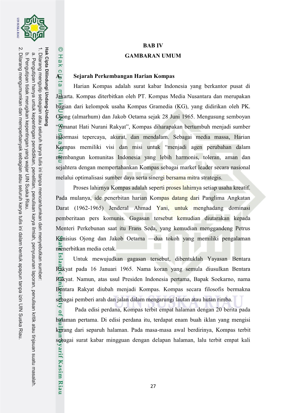 BAB IV GAMBARAN UMUM A. Sejarah Perkembangan Harian